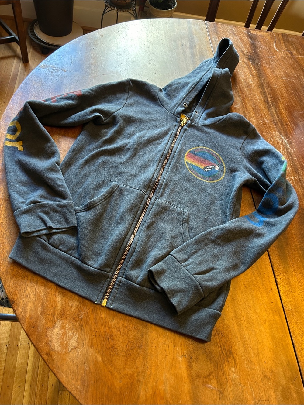 Kids Zip-Up Hoodie with Rainbow Logo - Charcoal